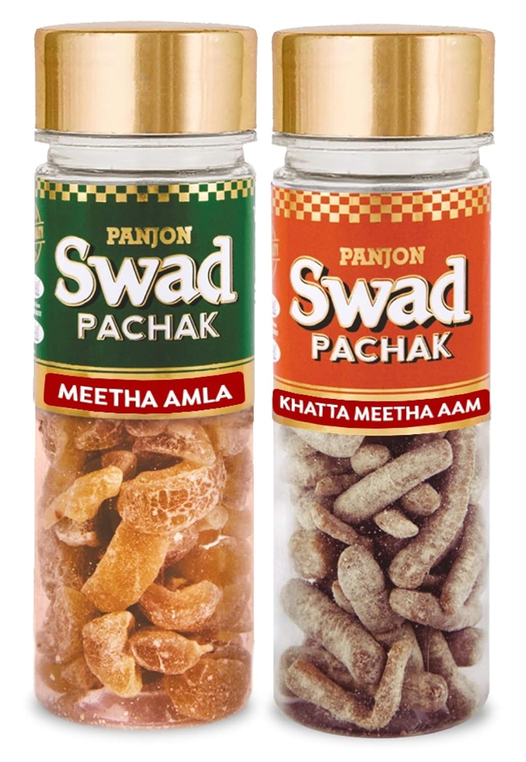 Panjon Swad Meetha Amla & Khatta Meetha Aam Pachak Mouth Fresheners 245gm, (120gm *2 Bottles)