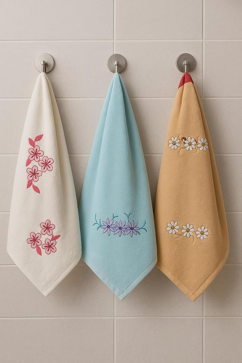 Ivaza Bamboo Face Towel 200 Gsm | Embroidery Boutique Ultra-Soft & Highly Absorbent Reusable Bamboo Fiber Cloths (Multicolor) - 1 Pcs