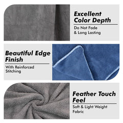 Urbanleaf Microfiber Large Bath Towel Quick Dry Super Absorbent Bath Towel | Towel For Bath, Travel, Gym, Beach, Pool & Yoga (Grey & Navy Blue)