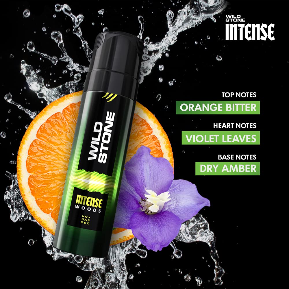 Wild Stone Intense Black & Woods No Gas Body Spray Deodorants 240ml 8.1 Fl.oz.| Best Gift For Husband | Pack Of 2
