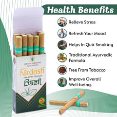 Basil Flavored Herbal Filter Dhoompan Sticks - Pack Of 6X 10 Pcs Herbal Cigarette | Bidi Sticks Rolled In Tendu Leaves, Non-Addictive Sticks - Tobacco Free & Nicotine Free