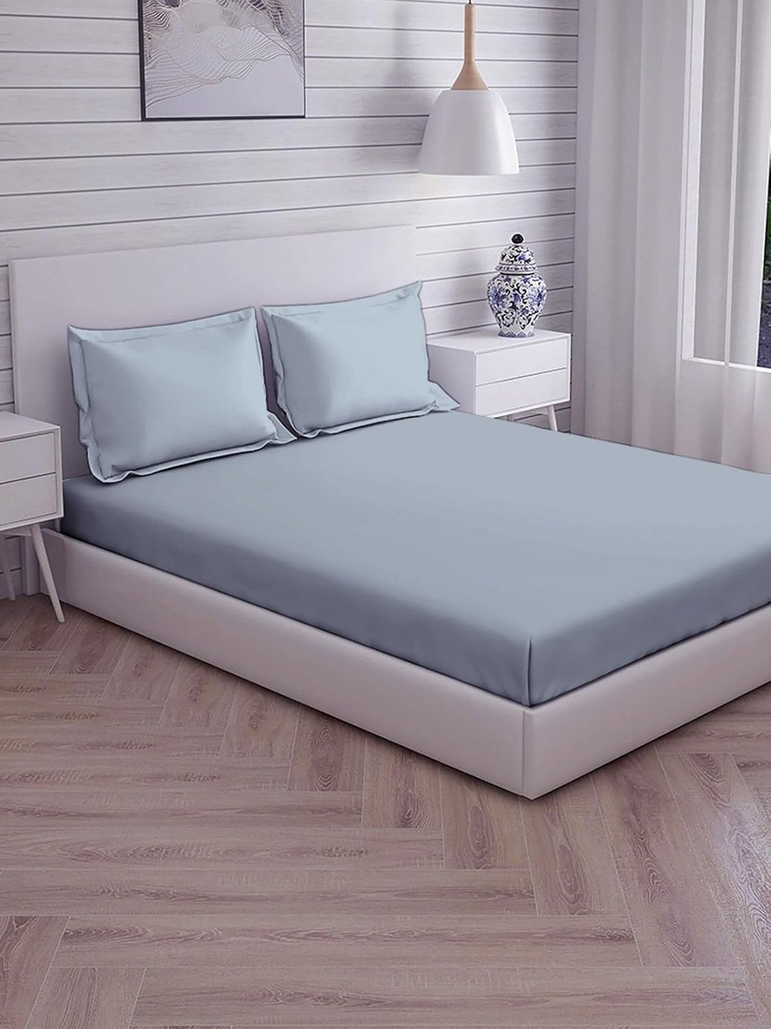 King Size Flat Double Bedsheet Set With 2 Matching Pillow Covers (108 X 108 Inches, Slate Blue) | Best For Festival Gifting, Housewarming, Anniversary Gifts Friends Family Gifting