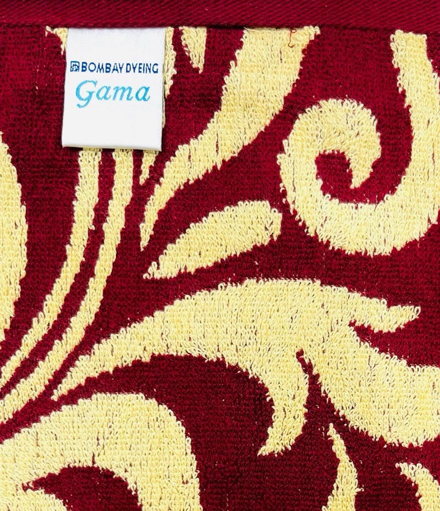 Bombay Dyeing Gama 450 Gsm | 100% Cotton Large Size Bath Towel Collection (Gama Large Swirl) - Mahroon