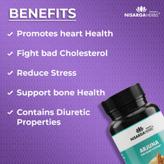 Nisarga Herbs Arjuna Tablet, 100% Organic, Ayurvedic & Natural, Gluten Free Herbal Heart Tonic, Strengthens Cardiac Muscles & Cholesterol Control | 60 Veg Tablets 100gm 0.2lb Each Pack Of 2