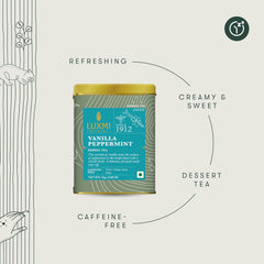 Luxmi Estates Vanilla Peppermint Herbal Tea - 25gm, 0.8 Ounce, 12 Cups | USDA Certified Organic Herbal Tea - Gluten Free, Caffeine Free Tea Bags