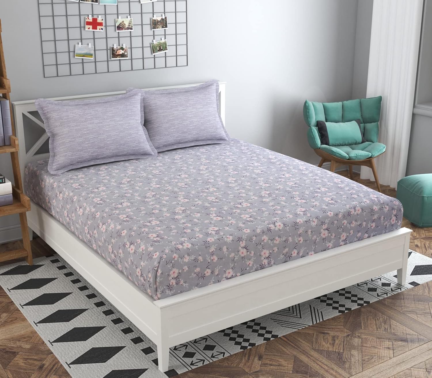 Double Bedsheet For King Size Bed With 2 Pillow Covers - 108 X 108 Inches, Grey | Premium Comfort Bedsheets For Home, Hotels & Guest House