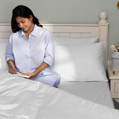 Cotton Fitted Bedsheet For Double Bedsheet With 2 Pillow Covers, Bedding Set - 60x80 Inches, White | Sateen Weave Queen Size Bed Sheet, 12" Deep Pocket- 1 Elastic Fitted Bed Sheet