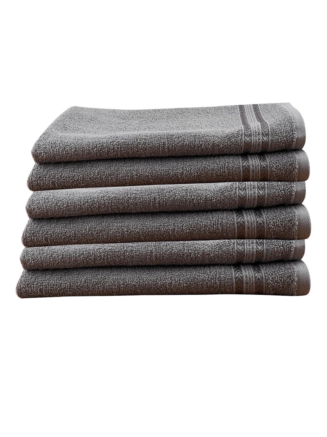 Ramraj Cotton Premium Soft & Absorbent Terry Hand Towel 900 Gsm (Grey) - Pack Of 6