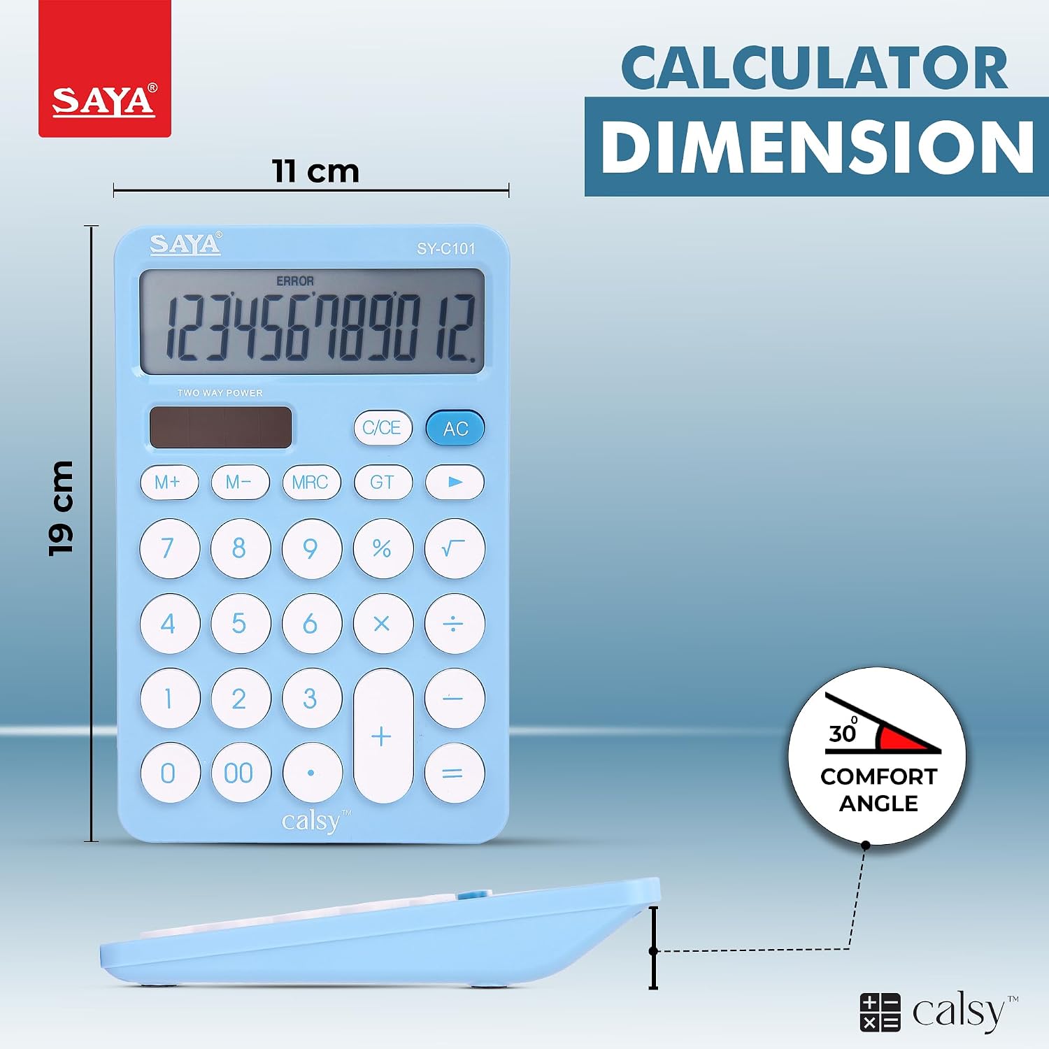 Saya Sy-c101 Ultra-fast, Ultra-light Desktop Calculator | Ergonomic Design | Perfect For Office, School, And Home Use | 3-year Warranty | Sleek Blue Color For Style & Functionality.