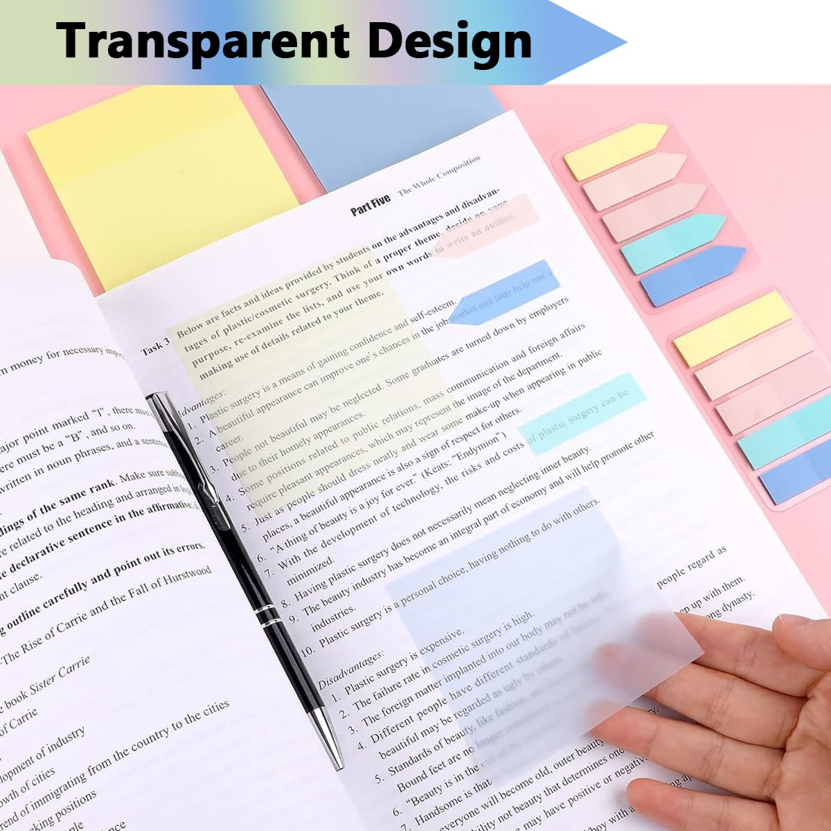 650 Sheets Sticky Notes Multi-Colored, Transparent, Waterproof & Writable, Self-Adhesive