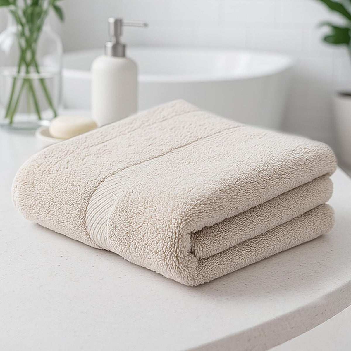 Earthy Fables Premium Bath Towel 600 Gsm | 100% Combed Cotton Ultra Soft, Quick Dry & Highly Absorbent For Home, Travel & Acne-Prone Skin, 140 X 70 Cm (Beige)
