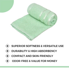 Heart Home Face Towel 400 Gsm | Facewash For Travel Workout Hand Towel | Lining Design Pack Of 2 (Green)