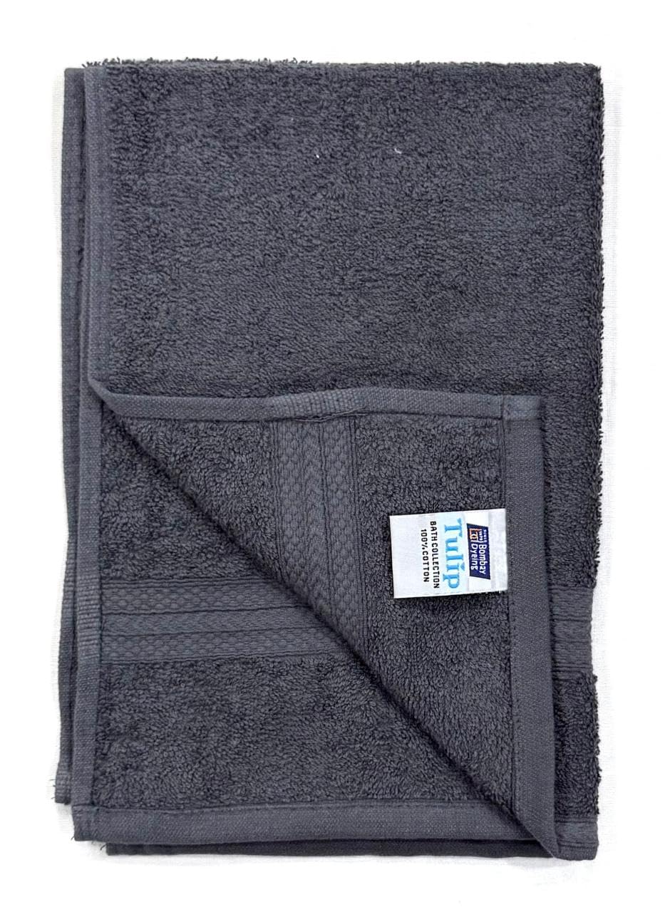 Bombay Dyeing Tulip 100% Soft Cotton Hand Towels 1200 Gsm (Dark Grey) - Set Of 6