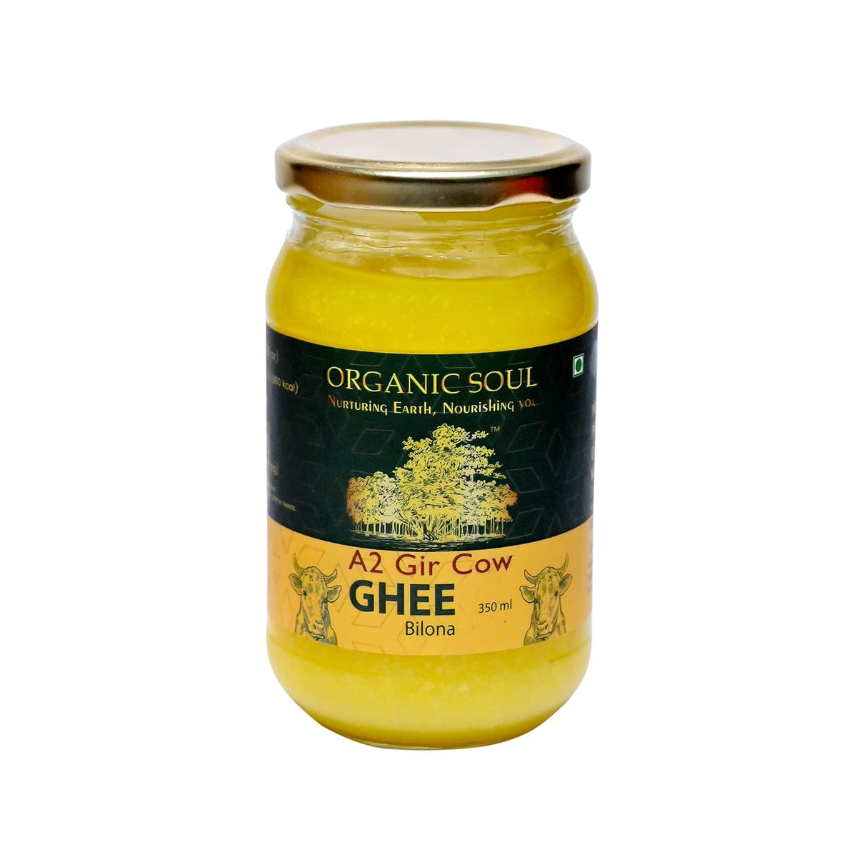 100% Natural A2 Gir Cow Ghee By Organic Soul | Naturally Rich Taste & Aroma Desi Pure Cow Ghee Perfect For Roti, Sabji | (350ml) 11.8 Ounce | Jar Pack