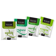 TE-A-ME Assorted Green Tea Bags - Pack Of 40 Tea Bags | Kashmiri Kahwa+ Tulsi+ Green Tea+ Honey Lemon Green Tea Bags - Contains Caffeine