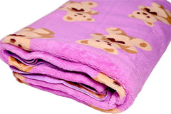 Microfiber Teddy Printed Bath Towel 400 Gsm | Absorbent Super Soft & Comfortable Quick Drying Bathing Towel (Light Purple)