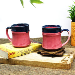 Handcrafted Bubblegum Pink Ceramic Coffee Mug Set Of 2 - 300ml Each | Ceramic Mugs For Coffee, Tea, Milk - Microwave Safe & Dishwasher Safe
