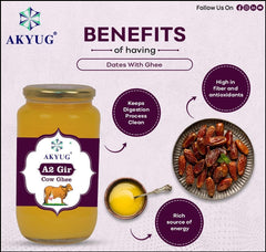 Organic A2 Gir Cow Ghee By Akyug | Tradition Bilona Method A2 Rich Desi Ghee Good For Calcium | (500ml) 16.9 Ounce | Jar Pack