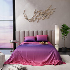 Bedsheet For Super King Size Bed With 2 Matching Pillow Cover - 108 X 108 Inches, Pink Indigo | Ideal For Healthy Skin & Hair | 100% Premium Fabric Is Lightweight, Soft & Comfortable