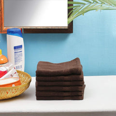 Fresh From Loom Face Towel 500 Gsm | 100% Cotton Ultra Soft, Absorbent & Quick Dry Towel For Facewash - Set Of 6 (Coffee)