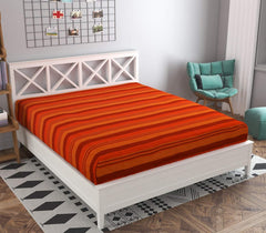Handloom Cotton Single Bedsheet Without Pillow Covers | 60 X 90 Inches, Orange | Ideal For Diwali Decoration, Festive Gifting