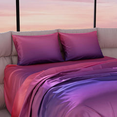 Bedsheet For Super King Size Bed With 2 Matching Pillow Cover - 108 X 108 Inches, Pink Indigo | Ideal For Healthy Skin & Hair | 100% Premium Fabric Is Lightweight, Soft & Comfortable