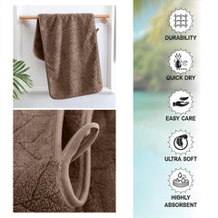 Housse Microfiber Nova Coral Fleece Hand Towel 800 Gsm | Ultra Soft Super Absorbent Towels For Gym, Yoga & Beach (Brown) - Pack Of 4