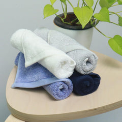 Heelium Bamboo Face Towel 800 Gsm | Ultra Absorbent & Odour-Free 3x Softer Than Cotton Towels | Pack Of 4 -Blue, Iris, White & Light Grey