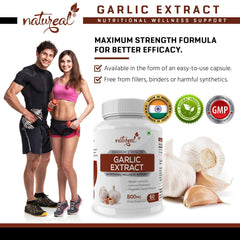 Natureal Garlic Extract Capsules For Cardiac Wellness & Antioxidant 800mg, Boost The Immune System It Supports The Protective Mechanism Of The Body | 60 Capsules 100gm 0.2lbs