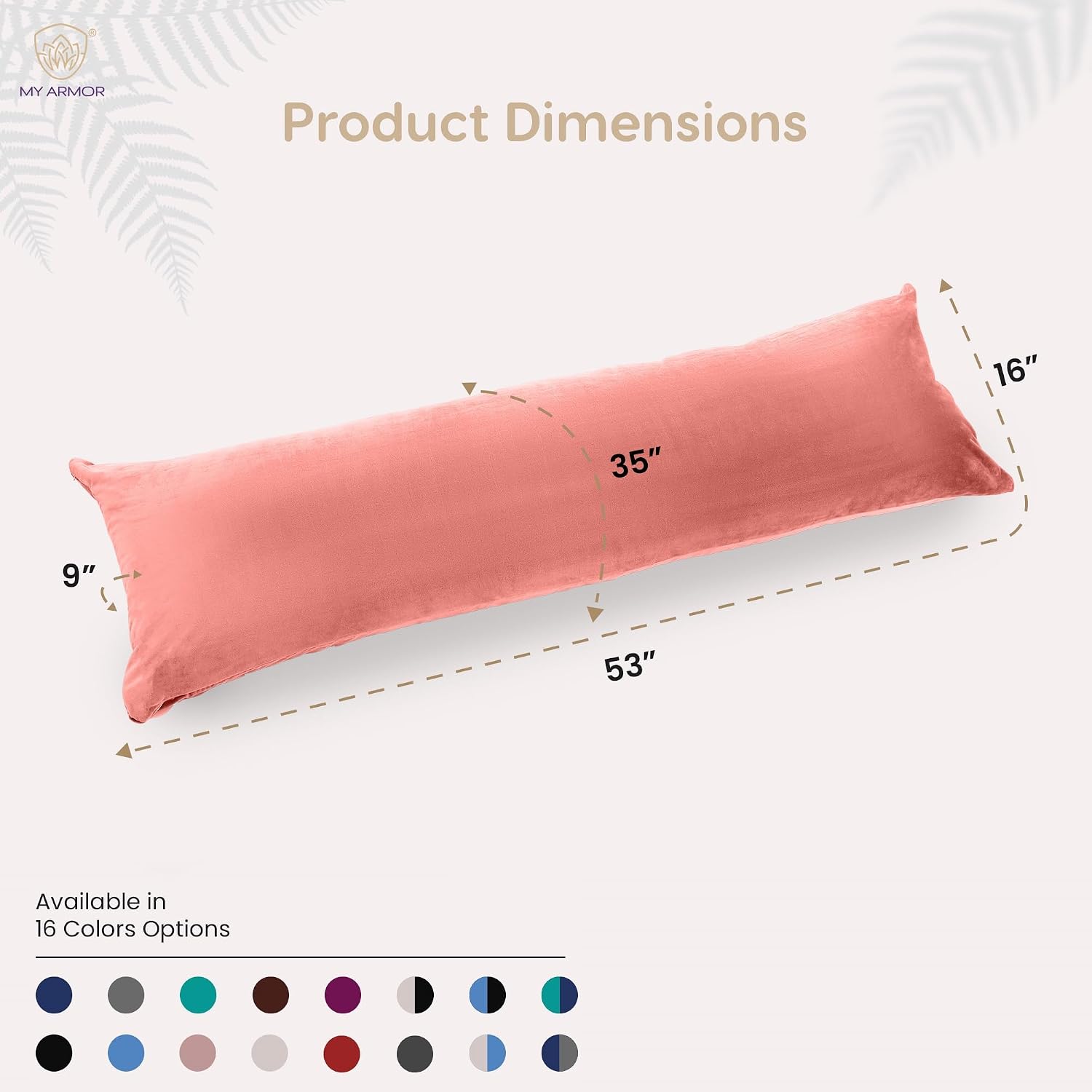 Microfiber Body Side Pillow For Sleeping For Pregnancy, Peach - 53 X16 Inch | Long Cuddle Pillow For Hugging, Relaxing, Washable, Premium Velvet Outer Cover With Zip, Adjustable Pillow