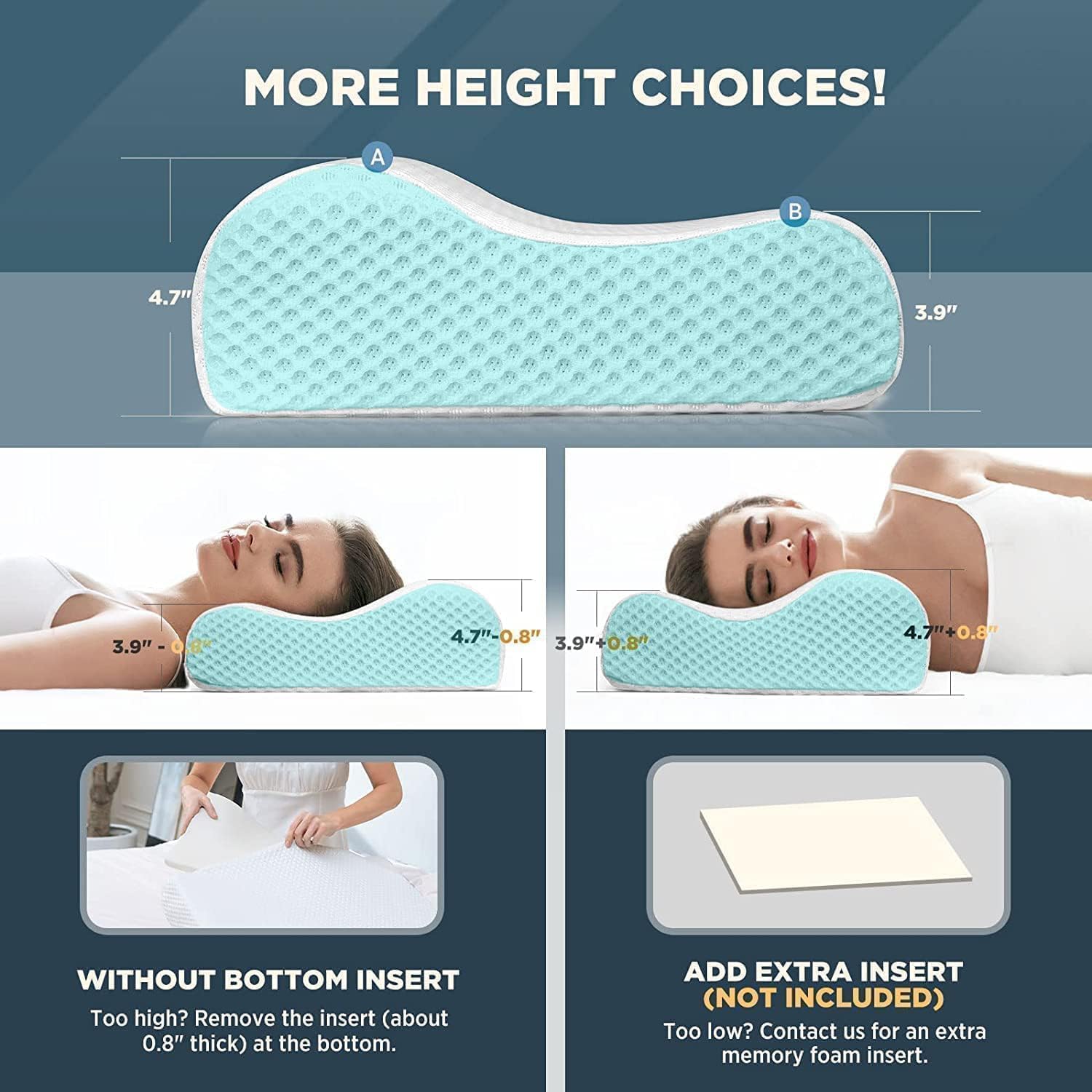 Memory Foam Pillows Supports Neck Pain & Shoulder Pain, Pillows Model - C1 | Contour Cervical Orthopedic Pillows, Ergonomic Cervical Pillow Neck Support Pillow For Side Back