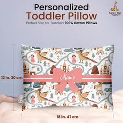 Personalized Pillow For Kids, Super Soft Cotton Kids Cushion - 12 X 18 Inches | Custom Name, For 5 Years Old Kids, Adorable Prints | For Head, Neck Support Baby Pillow - Pillow 16