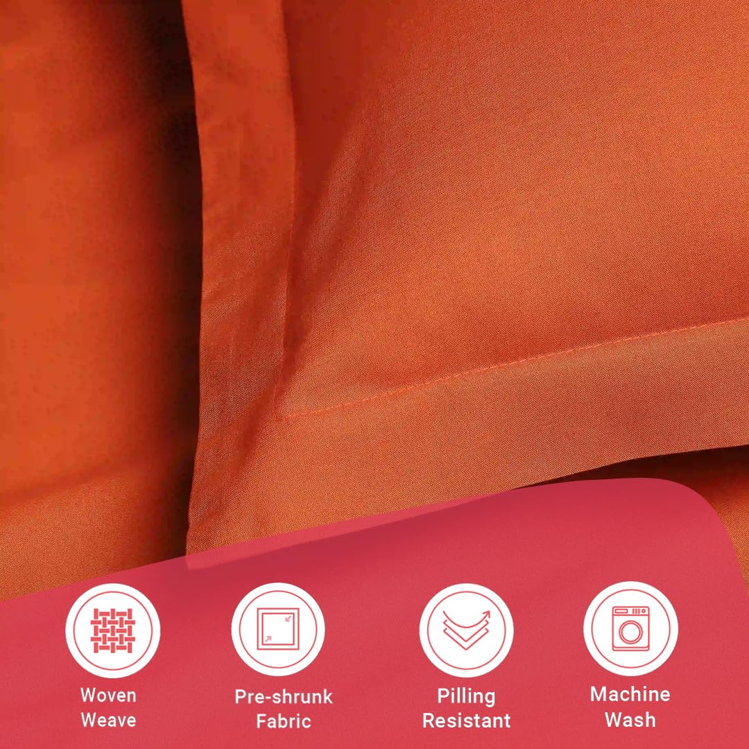 Queen Size Bedsheet For Double Bed With 2 Pillow Cover - 60 X 78 Inches, Terracotta | 100% Cotton, Soft & Breathable - Bedsheet Collection