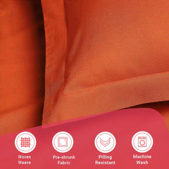 Queen Size Bedsheet For Double Bed With 2 Pillow Cover - 60 X 78 Inches, Terracotta | 100% Cotton, Soft & Breathable - Bedsheet Collection