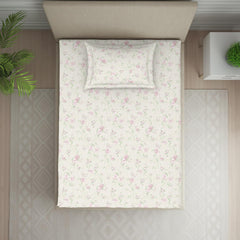 Polycotton Bedsheet For Single Bed With 1 Pillow Cover - 60 X 88 Inches, Beige | Skin Safe & Super Soft Small Size Bedsheet - 120 Thread Count