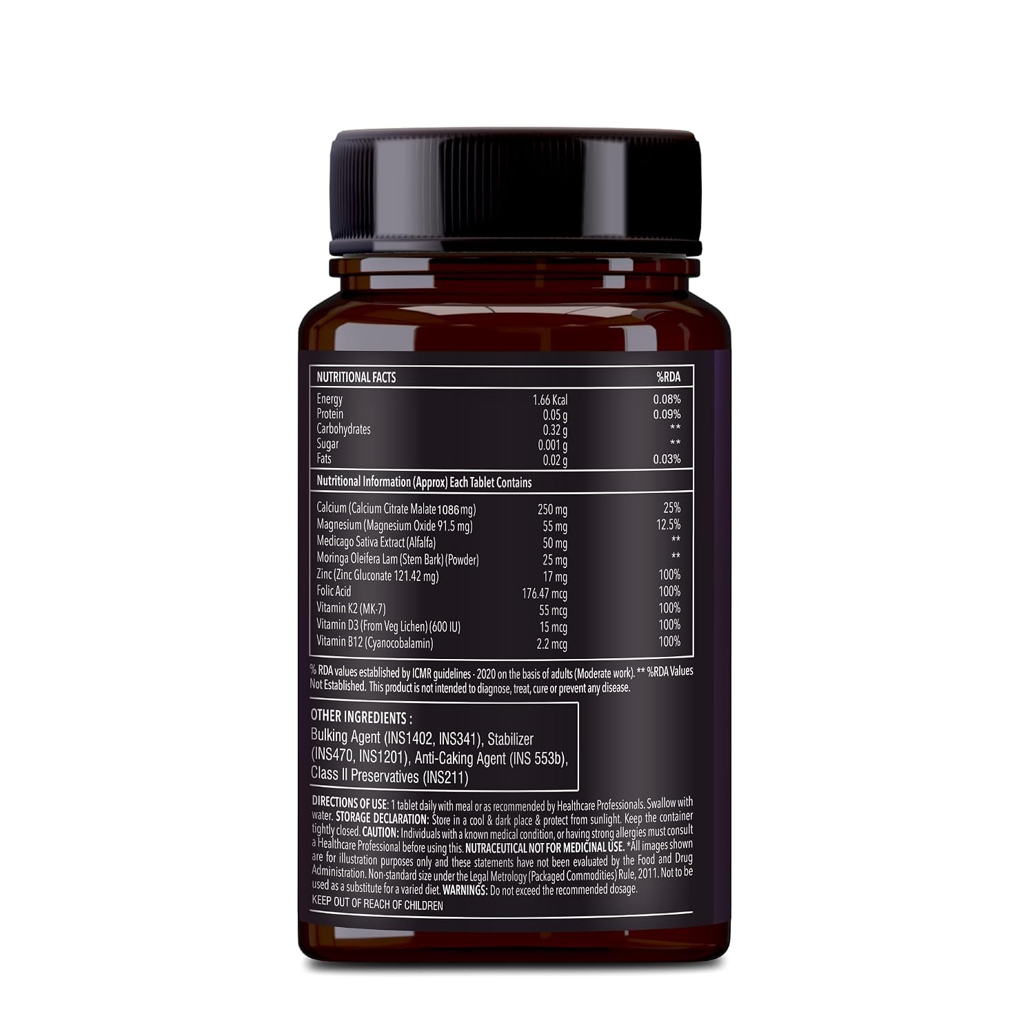Go4life Plant Based Vitamin D3 K2 Mk7 + B12 For Joints Bones Support | 60 Tablets , 100gm 0.2lbs