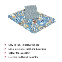 Print Cotton 1 Single Bedsheet With 1 Pillow Cover - 60 X 90 Inches, Grey & Royal Blue | Soft & Breathable Fabric, Skin-Friendly Bed Sheet For All Seasons