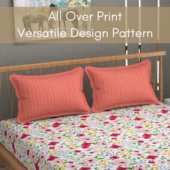 Includes 1 Queen Size Bedsheet With 2 Matching Pillow Covers - 90 X 100 Inches, Multicolor | Ideal For Modern Indian Bedrooms, Guest Rooms, & Everyday Home Use