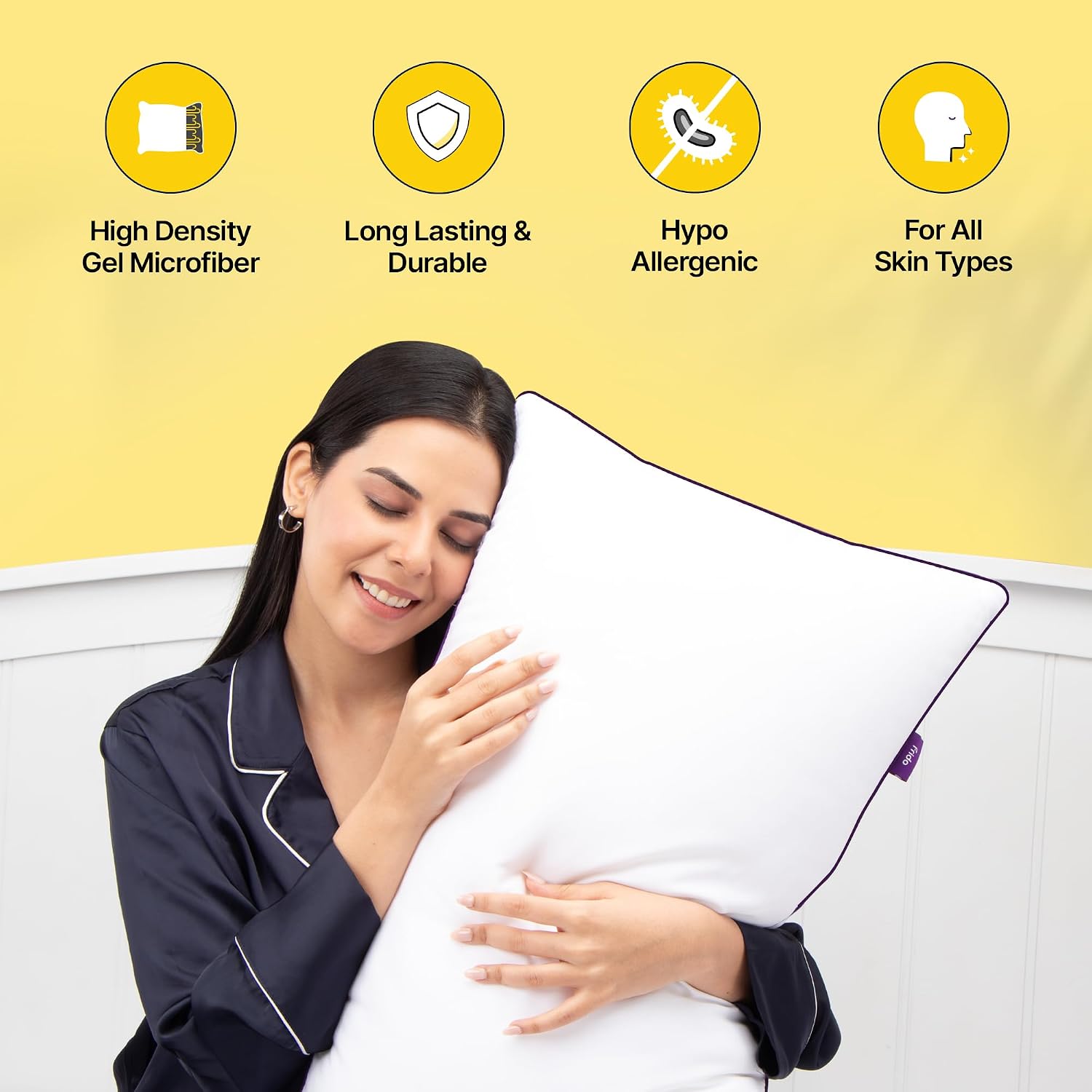 Ultimate Cozy Sleeping Pillow, Gel Microfiber Bed Pillow, White, King Size | Bed Pillow For Long Lasting Fluffiness, Breathable & Hypo - Allergenic Cushion For Bed - Pack Of 4