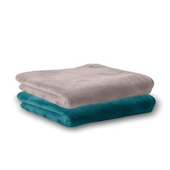 Housse Microfiber Hand Towel 400 Gsm | Premium Quality Towels Ultra Absorbent & Anti-Bacterial For Gym (Atmosphere & Pacific Green) - Pack Of 2