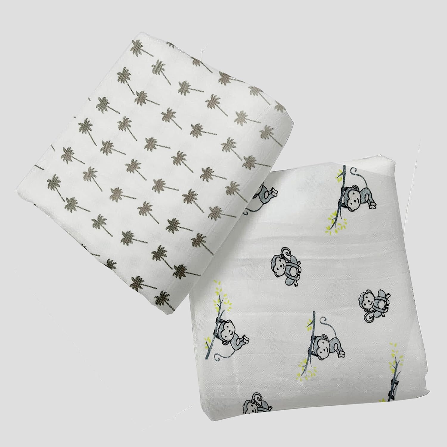 Organic Cotton Muslin Baby Bath Towel 200 Gsm | Cotton Cloth Premium Baby Washable Reusable, Absorbent, Extra Soft (Coconut & Watermelon -Off White)- Pack Of 2