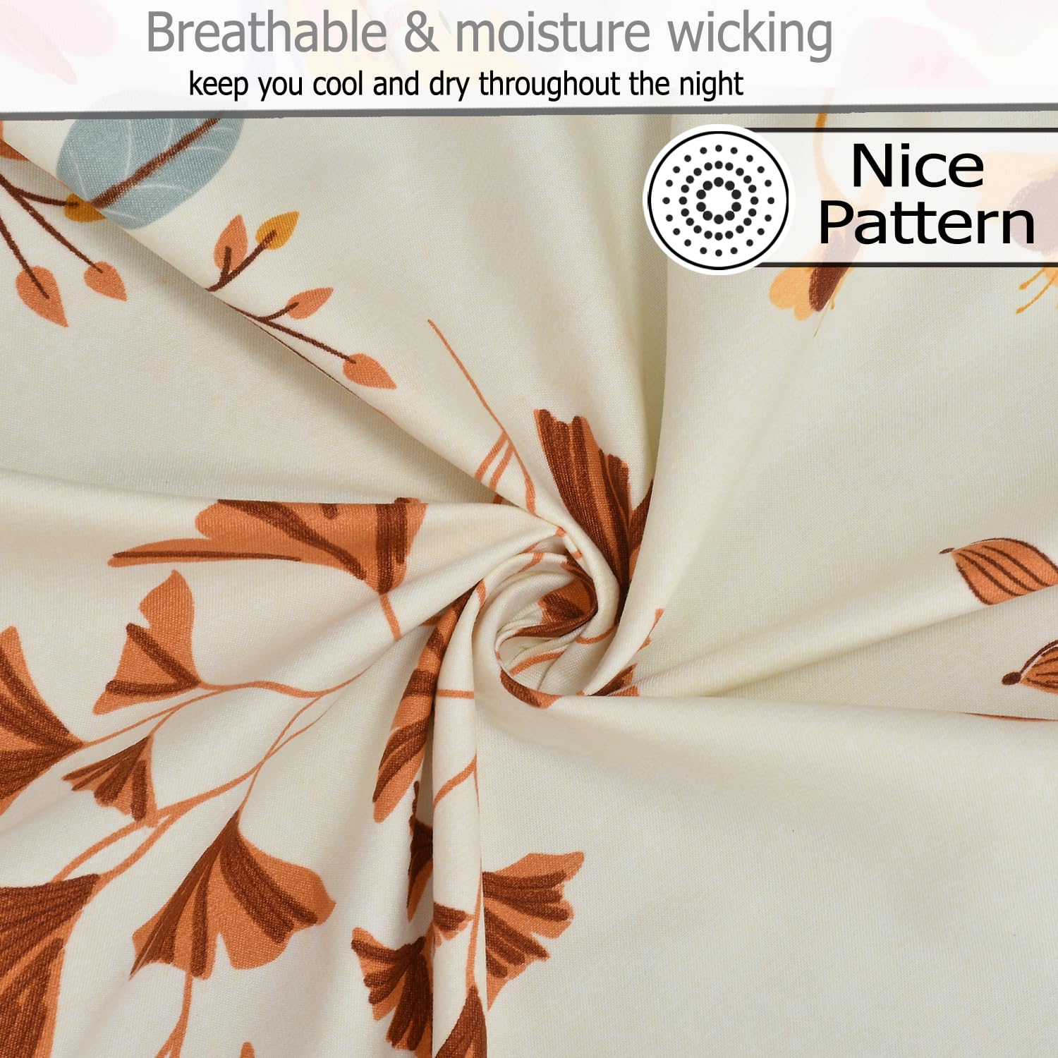 Soft Cotton Single Size Bedsheet With 1 Pillow Cover | 60 X 90 Inches, White & Mustard | Anti-Fade Printed Design | 200 Thread Count
