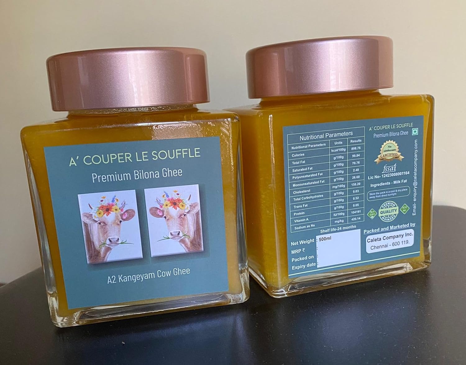 Organic A2 Kangeyam Cow Ghee By A' Couper Le Souffle | Traditional Bilona Method Natural & Healthy Pure Desi Ghee For Overall Health | (500ml) 16.9 Ounce | Jar Pack