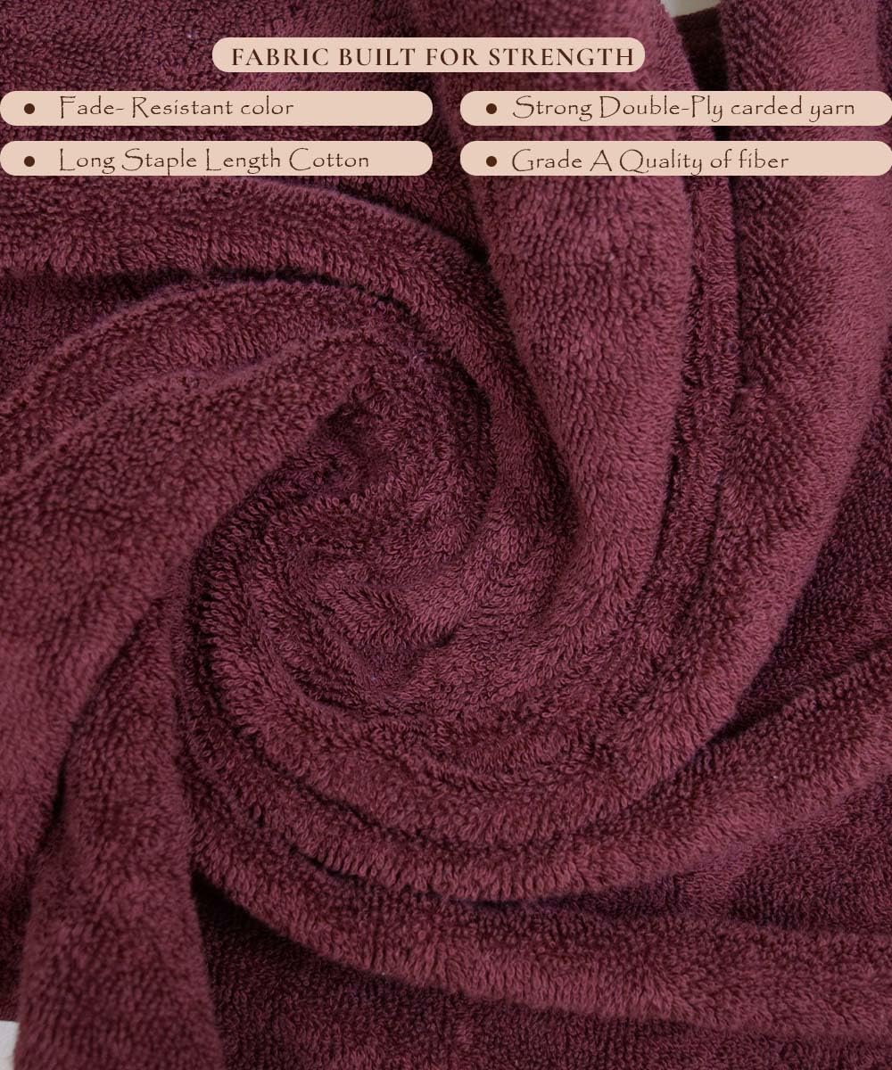 Rangoli Soft Absorbent Durable Towels Earthly Egyption Cotton Plush Oversized Small Size Bath Towel 400 Gsm (Maroon)