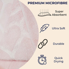 Nive Home Linens Microfiber Bath Towel 800 Gsm | Self Design, Ultra Soft, Super Absorbent, Quick Dry (Dark Plum & Baby Pink)- Pack Of 2