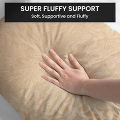Microfiber Square Pillow Cushion For Sofa & Bed, Beige - 24 X 24 Inch | Soft, Fluffy For Comfort & Back Support | Breathable, Washable | Premium Velvet Outer Cover With Zip - Set Of 2