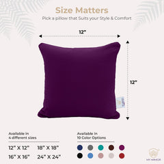 Microfiber Square Pillow, Cushion For Sofa, Car & Decoration, Purple - 12 X 12 Inch | Throw Pillow, Back & Neck Support, Hypoallergenic, Washable, Purple Velvet Cover - Pack Of 5