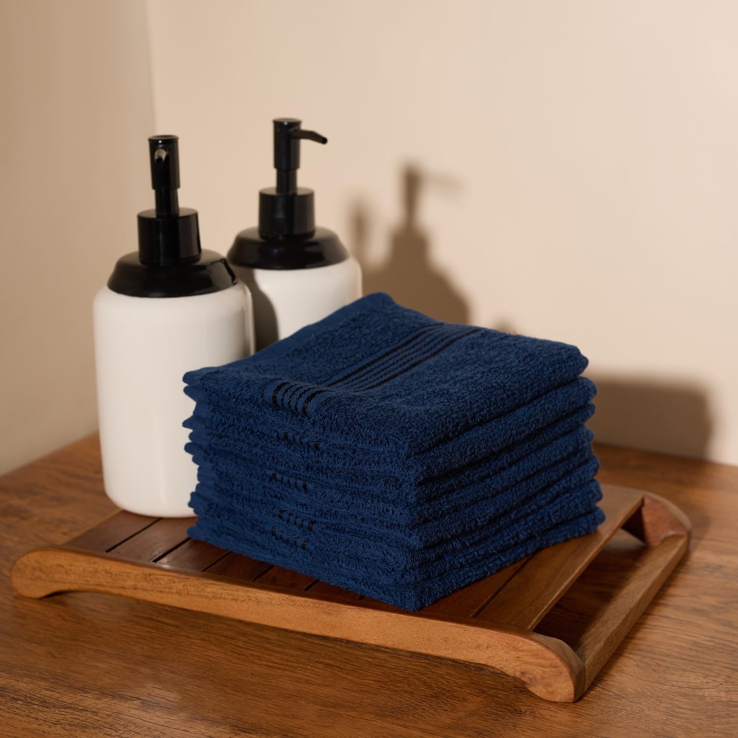 Kopa By Bianca 100% Cotton Soft Terry Face Towel 400 Gsm (Navy Blue) -Pack Of 8