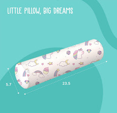 Premium Memory Foam Bolster Pillow, Unicorn Print, White - 24 X 6 Inch | For Colic, Acid Reflux, Spit Up | Washable Cover, Hypoallergenic, Lightweight | Soft & Breathable Fabric Pillow