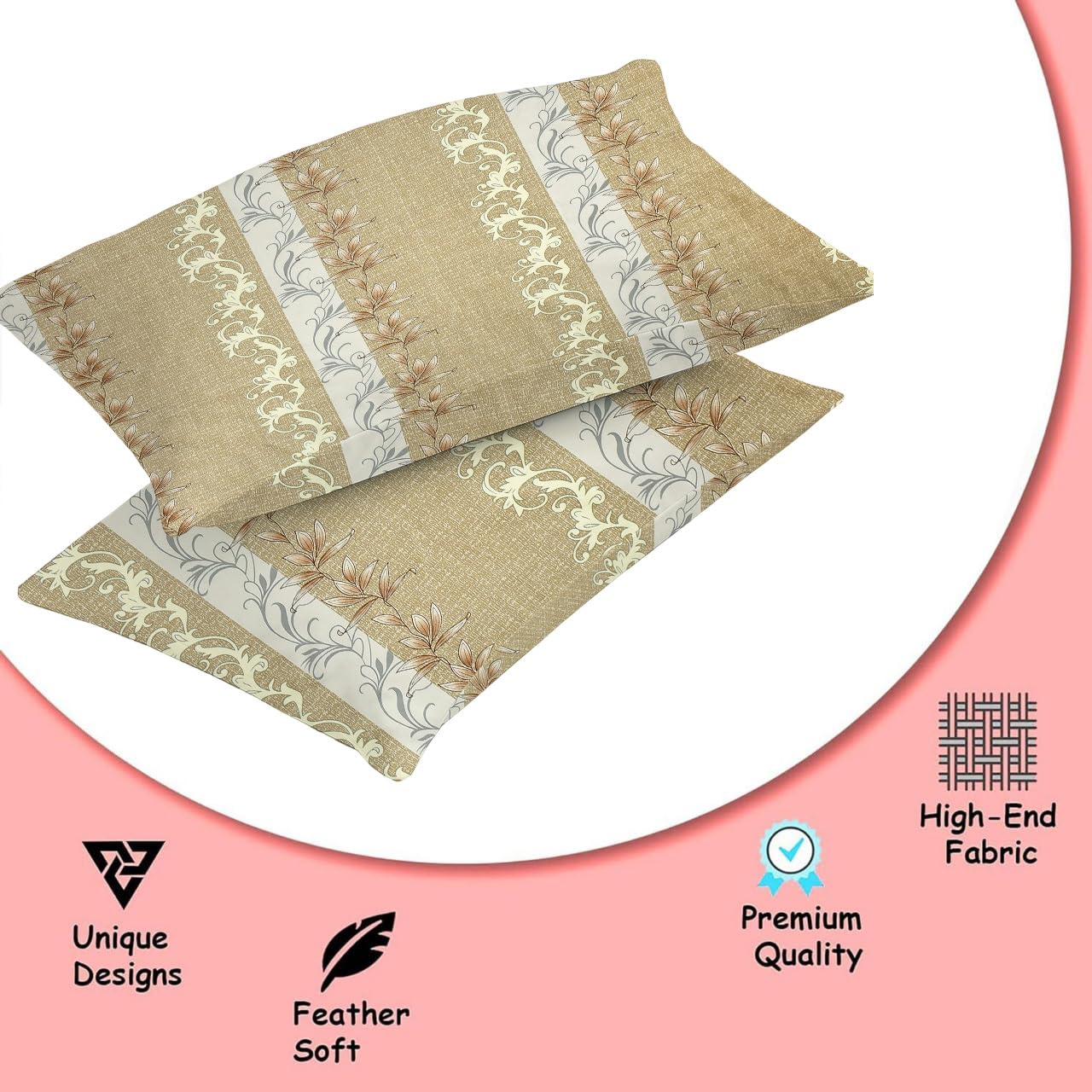 Luxurious Queen Size Bedsheet For Double Bed With 2 Pillow Cover - 90 X 90 Inches, Gold Brown | Perfect For Daily Use, Guest Rooms | Gift For Housewarmings, Weddings